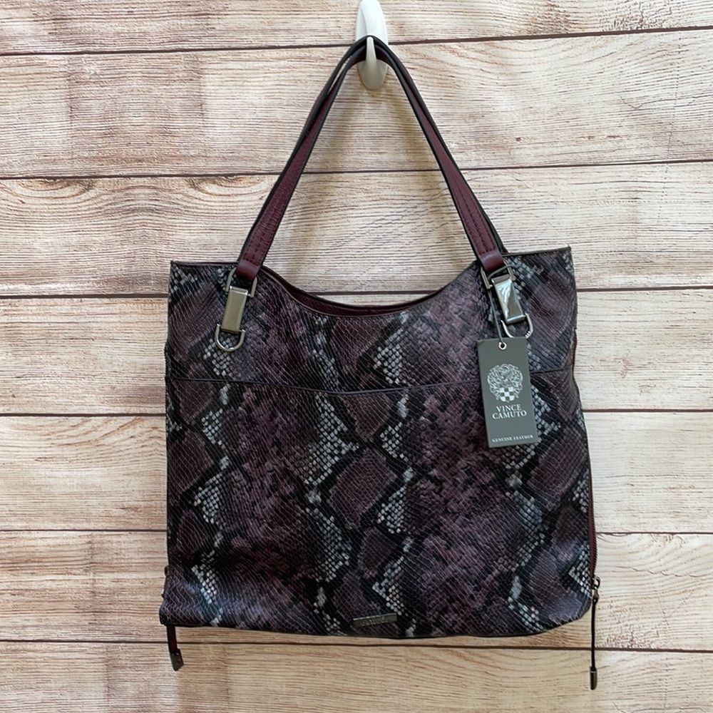 NEW WITH TAGS VINCE CAMUTO EMELY TOTE IN SNAKE PRINT EMBOSSED LEATHER